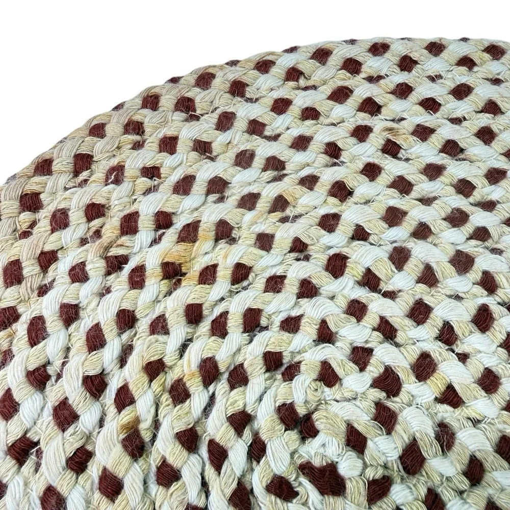 4 Braided Rug Oval Placemats Burgundy Cream Earth Tones 13